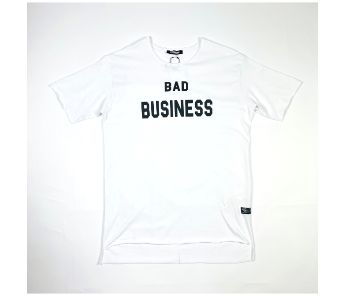 Short Sleeves Bad Business Printed Long Small T-Shirt For Men - White - Zoom Image 3