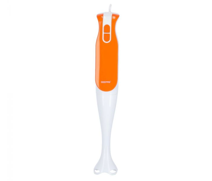 Geepas GHB43039UK 200Watts 2 Speed Stainless Steel Blades and Detachable Stick Hand Blender - White and Orange - Zoom Image 1