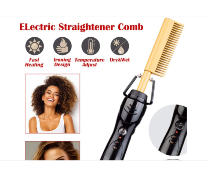 2 Pcs Hot Comb Hair Straightener - Electric Hot Comb Electric Straightening Comb Hair Comb, 450ºF High Heat Ceramic Press Comb Multifunctional Copper Hair Straightener Brush, Straightening Comb - Zoom Image 1