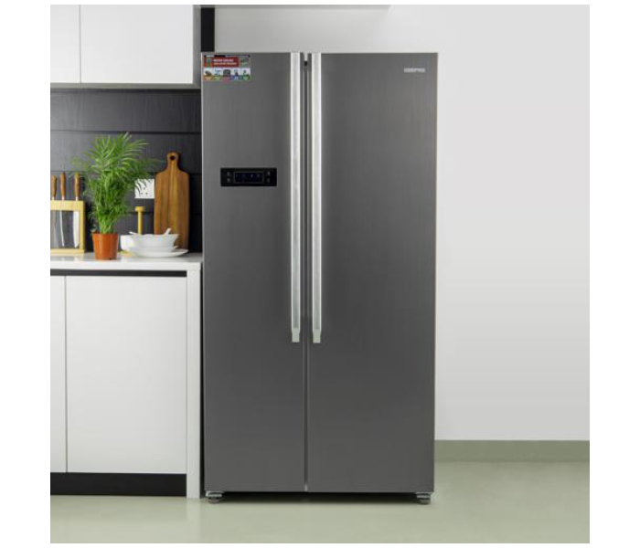 Geepas GRFS5520SXHN 550 Litre Side by Side Doors No Frost Refrigerator - Grey - Zoom Image 2