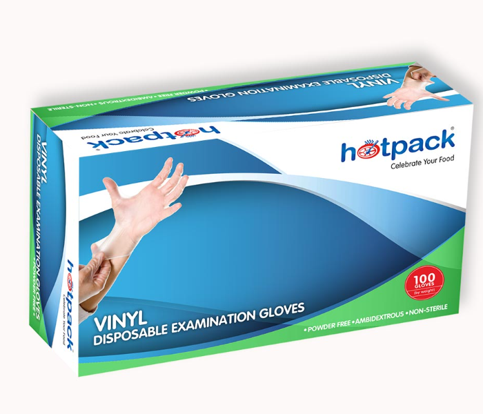 Hotpack VGMPF Set of 100 Pieces Medium Powder Free Vinyl Gloves - Zoom Image 1