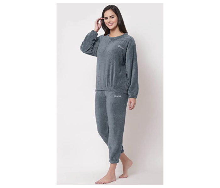 Winter Flannel Velvet Pajamas Sets Sleepwear for Women - Cloud Grey - Zoom Image 2