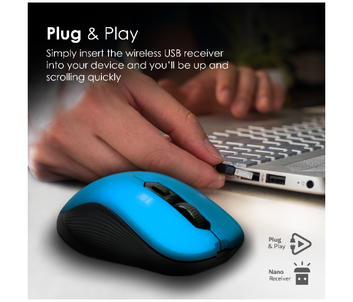 Promate Portable Optical Tracking 2.4G Wireless Mouse with Mini USB Receiver - Blue - Zoom Image 5