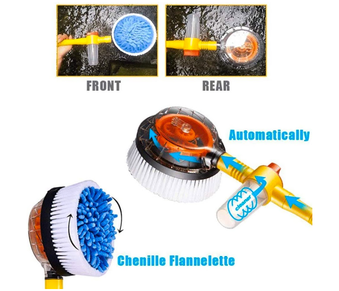 360 Rotation Car Wash Brush Head Double Layer Long Handle Retractable Wash  Brush