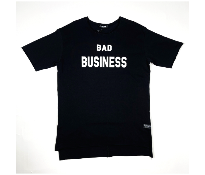 Short Sleeves Bad Business Printed Long Large T-Shirt For Men - Black - Zoom Image 3