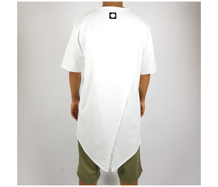 Short Sleeves Hip Hop Long Small T-Shirt With Ribbon For Men - White - Zoom Image 2