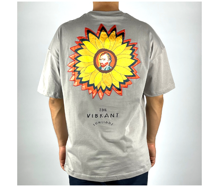 Oversize Medium T-Shirt With V Van Gogh In Flower For Men - Grey - Zoom Image 3