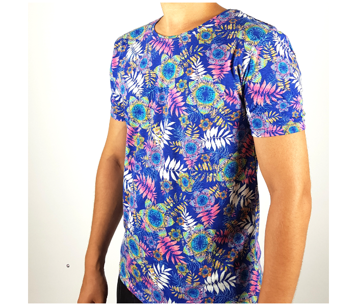 Regular Short Sleeves Large T-Shirt With Flower Design For Men - Purple - Zoom Image 1