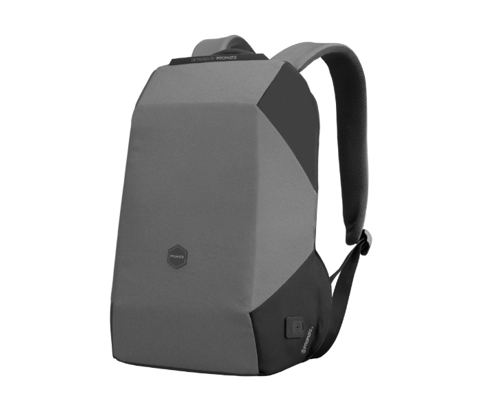 Promate Premium Eco-Friendly Water-Resistant Laptop Backpack with Anti-Theft Zippers - Grey - Zoom Image 1