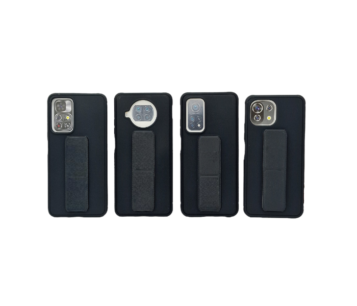 Magnetic Folding Strap Kickstand PU Leather Cover for Xiaomi Redmi 11 Lite - Black - Zoom Image 2