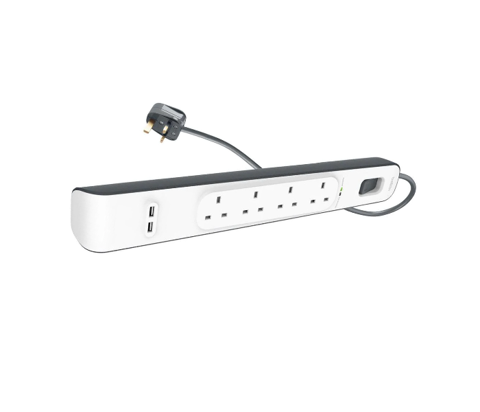 Belkin 4Way 2USB 2Meter Surge Protection Strip - White - Zoom Image 2