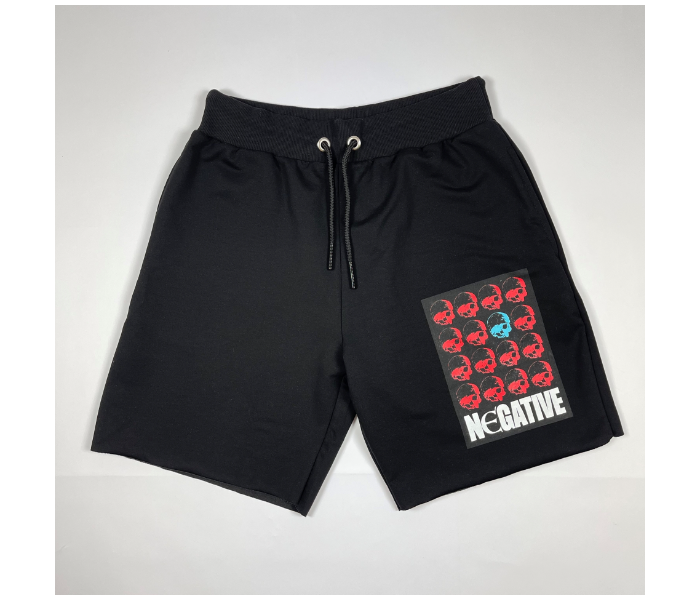 Cotton XXL Shorts Negative Design for Men - Black - Zoom Image 2