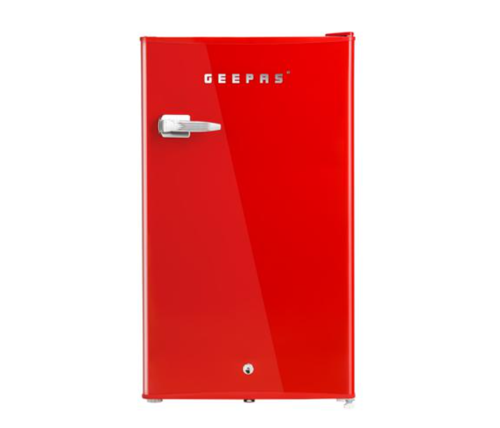 Geepas GRF1202RXE 120 Litre Single Door Retro Mini Defrost Fridge - Red - Zoom Image 1