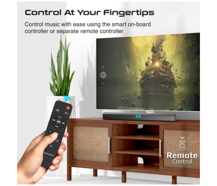 Promate Multipoint Pairing and Remote Control 30Watts Soundbar with 10Watts Subwoofer - Black - Zoom Image 5