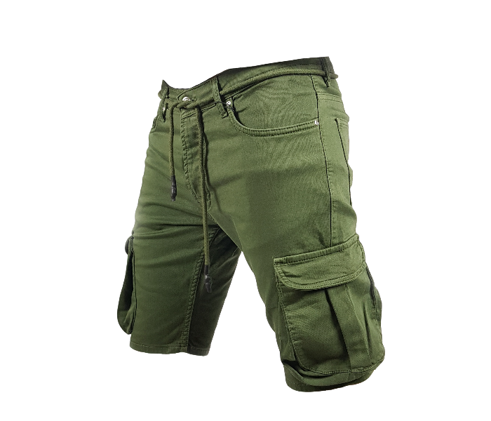 Cotton Lace Up 29 Sized Cargo Shorts For Men - Military Green - Zoom Image 1