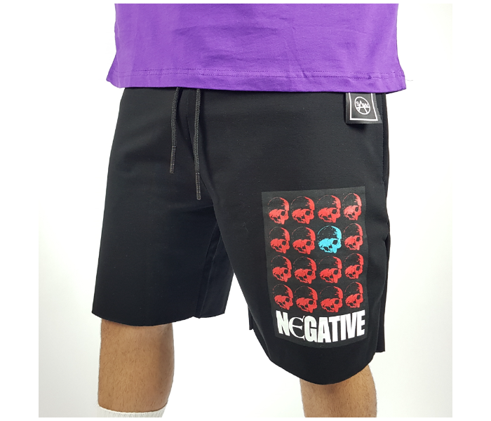 Cotton Small Shorts Negative Design for Men - Black - Zoom Image 1