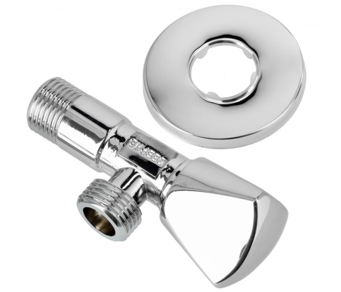 Geepas GSW61113 Chrome Plated Non-Ferritic Angle Valve Quality Solid Metal Construction - Silver - Zoom Image 1