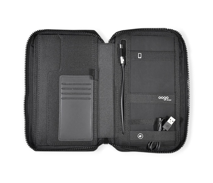 714  4000mAh Zippered Travel Wallet With Wireless Built-In Power Bank - Black - Zoom Image 2