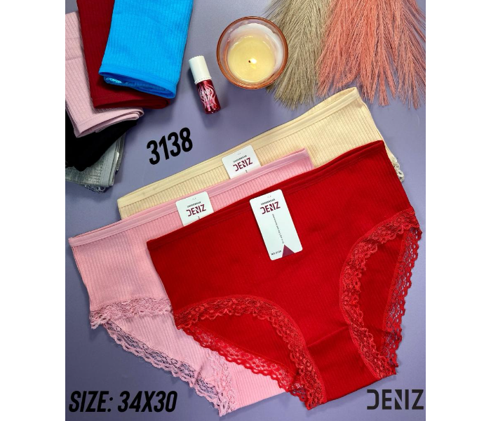 Combo of 6 pcs turkey style ladies panties Z3138 Free Size (34x30)Assorted - Zoom Image