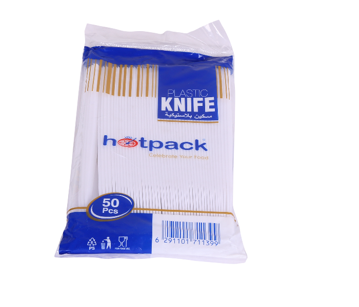 Hotpack PK Set of 50 Pieces Plastic Knife - White - Zoom Image 1