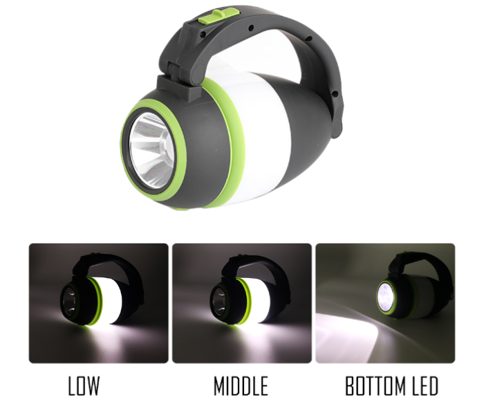 Portable 5W 350 Lumen LED Multi Function Lantern Outdoor Camping Light with Rechargeable Battery B - Grey and Green - Zoom Image 4