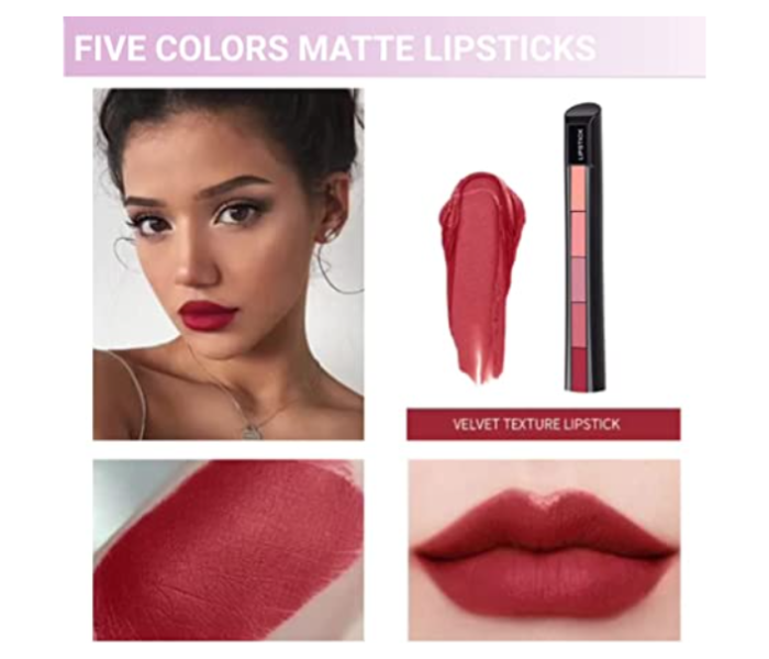 2 Piece 5 In 1 Lipstick Set Non Stick Long Lasting Waterproof Velvet Matte Finish - Zoom Image 3