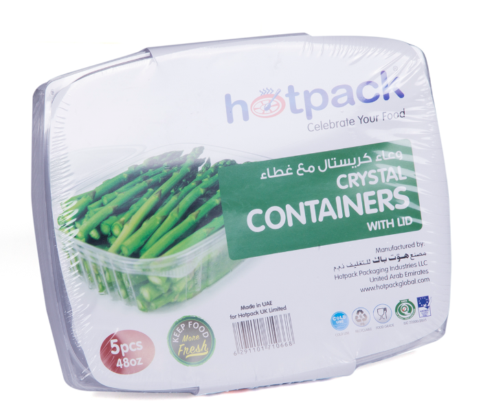 Hotpack CCP48 Set of 5 Pieces 48 Oz Crystal Clear Container - Zoom Image 1