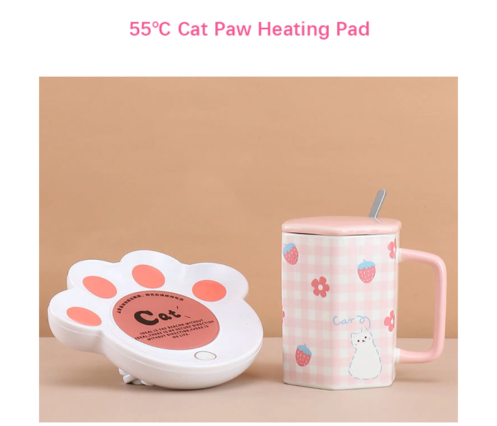 Cute 502ml Breakfast Cup Lattice Cup Lid with Spoon Pink Cat - White - Zoom Image 3