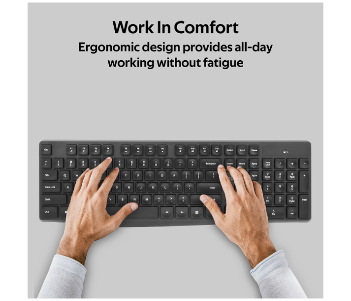 Promate Ergonomic Super-Slim Arabic English Wireless Keyboard and Mouse Combo - Black - Zoom Image 6