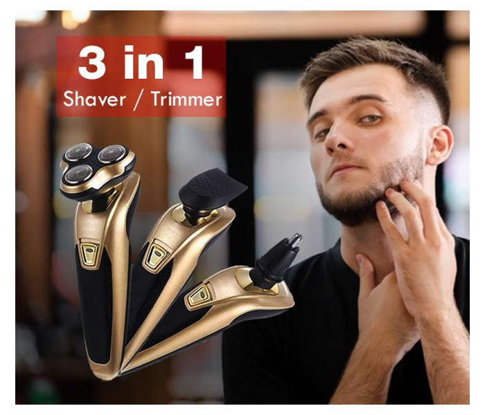 Three-In-One Rechargeable Shaver for Men - Black and Gold - Zoom Image 4