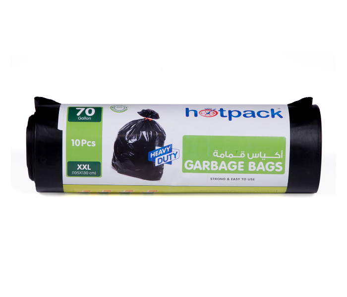 Hotpack HSMGBR105130 Set of 10 Pieces 105X130 cm 70Gallon Garbage Bag Roll - Black - Zoom Image 1