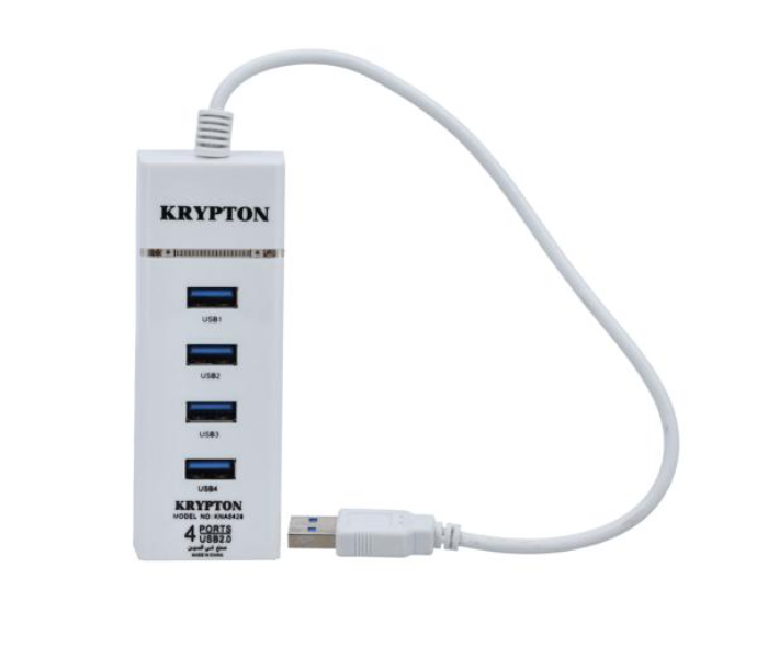 Krypton KNA5428 LED Power Light USB 2.0 Super Hub - White - Zoom Image 1