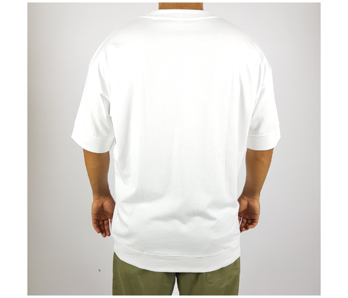 Short Sleeves Long Plain Large T-Shirt For Men - White - Zoom Image 2