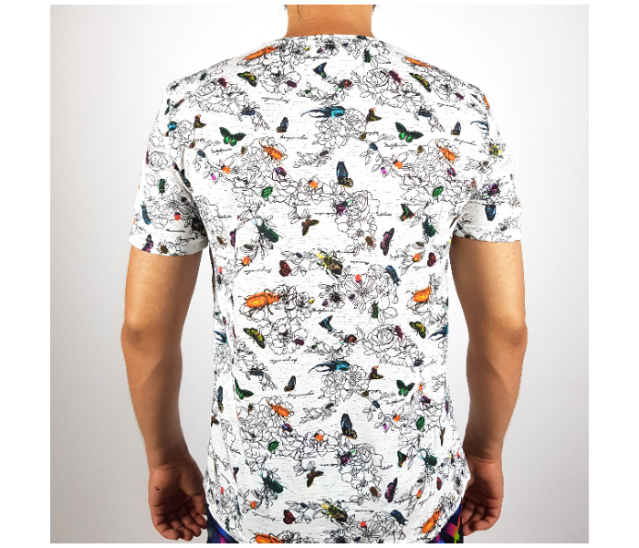 Regular Short Sleeves Small T-Shirt With Insects Design For Men - White - Zoom Image 4