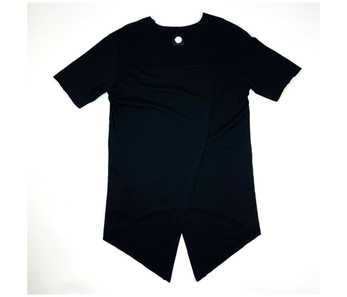 Short Sleeves Hip Hop Long Medium T-Shirt With Ribbon For Men - Black - Zoom Image 5