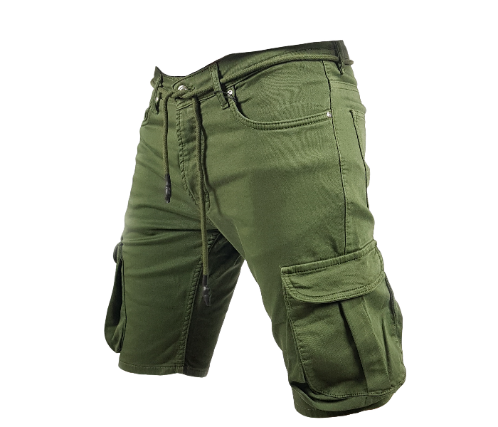 Cotton Lace Up 33 Sized Cargo Shorts For Men - Military Green - Zoom Image 1