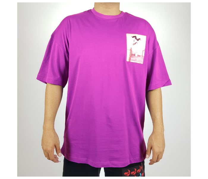 Oversize Medium T-Shirt With Skateboard Picture For Men - Violet - Zoom Image 1