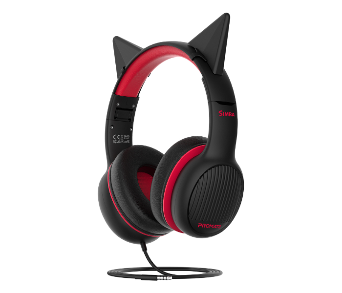 Promate 85Db Volume Control Removable Cat Ears 1.2 Meter Cable Headset for Kids - Onyx - Zoom Image