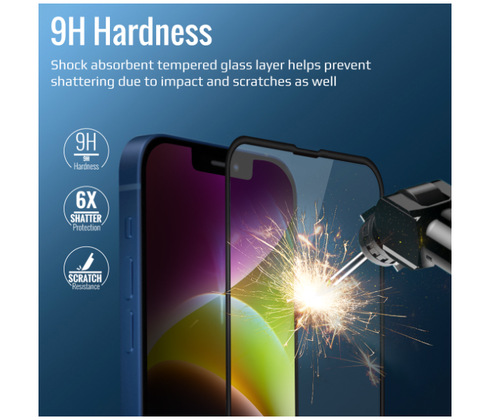 Promate Silicone Bumper Anti-Blue Light Anti-Shatter Clear Screen Protector for iPhone 14 Plus - Zoom Image 4