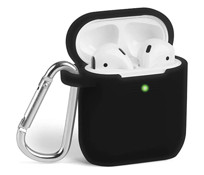 Silicone Protective Shockproof AirPods Case Skins with Keychain Compatible with Apple AirPod 2 - Black - Zoom Image 1