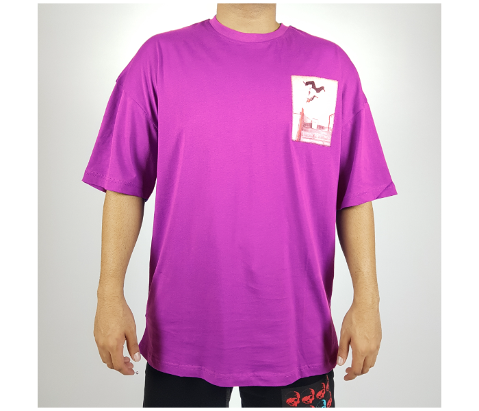 Oversize Large T-Shirt With Skateboard Picture For Men - Violet - Zoom Image 1