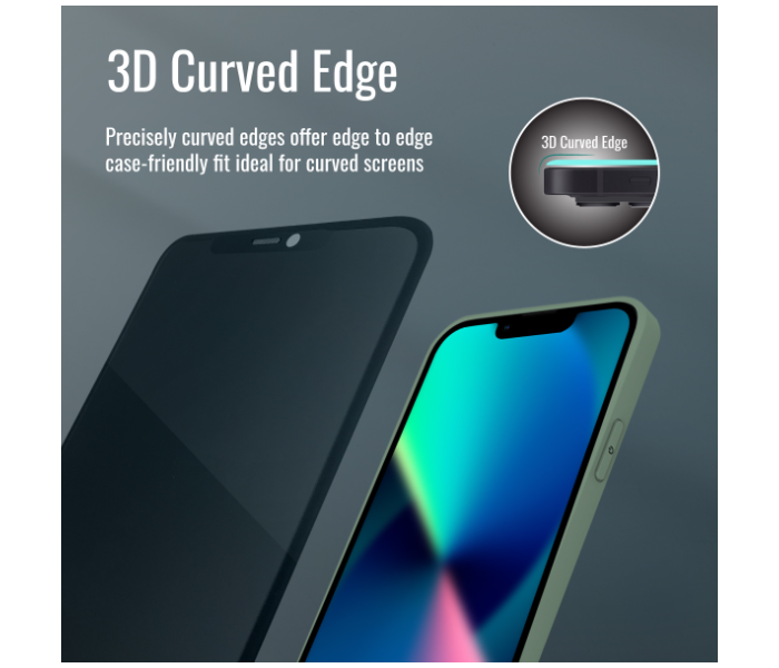 Promate 3D Edged Silicone Bumper Matte Anti-Shatter Scratch-Resistant Privacy Glass Screen Protector for iPhone 12 Pro Max - Zoom Image 4