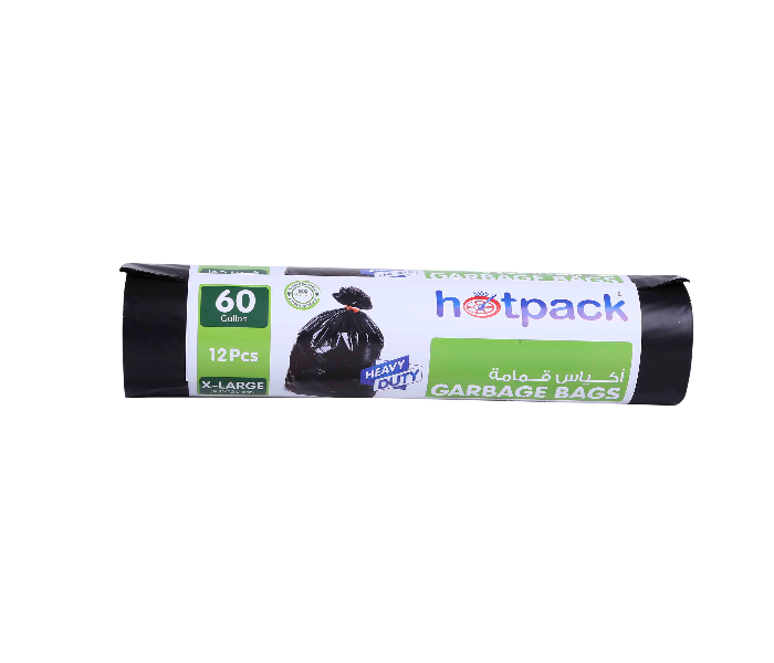 Hotpack HSMGBR95120 Set of 12 Pieces 95X120cm 60Gallon Garbage Bag Roll - Black - Zoom Image 1