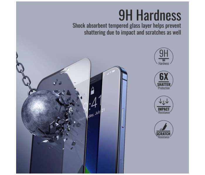 Promate Premium 9H Hardness Anti-Spy Tempered Glass Scratch-Resistant Privacy Screen Protector for iPhone 13 Pro Max - Zoom Image 4