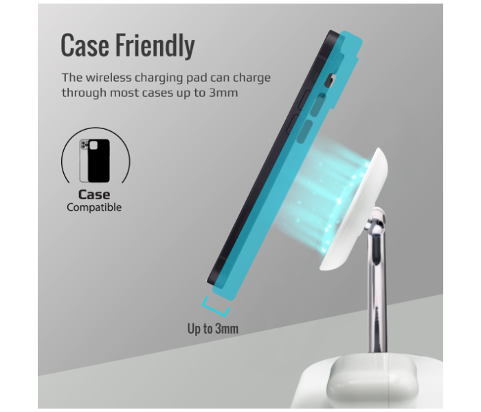 Promate 4 In 1 15Watts Stand MagSafe Charger with 24Watts PD Type-C - White - Zoom Image 8