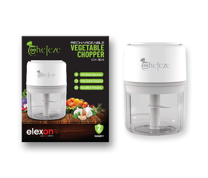 Elexon CH304 250ml Rechargeable Vegetable Chopper - White - Zoom Image 2