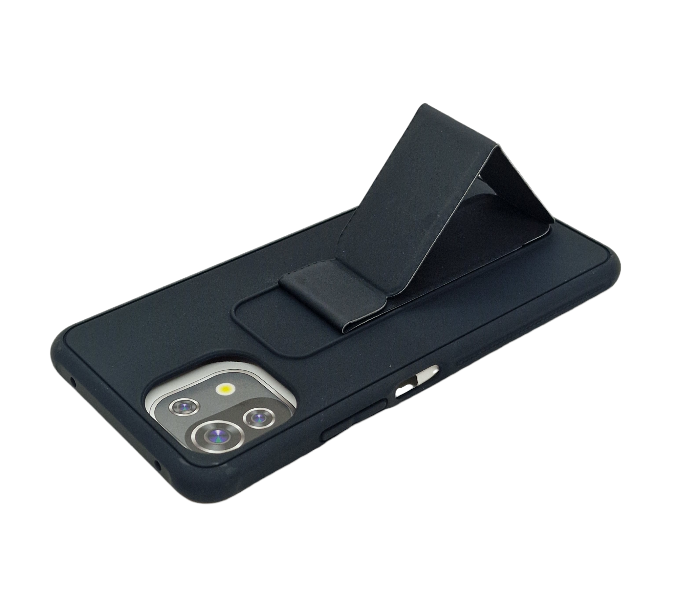 Magnetic Folding Strap Kickstand PU Leather Cover for Xiaomi Redmi 10T Pro - Black - Zoom Image 9