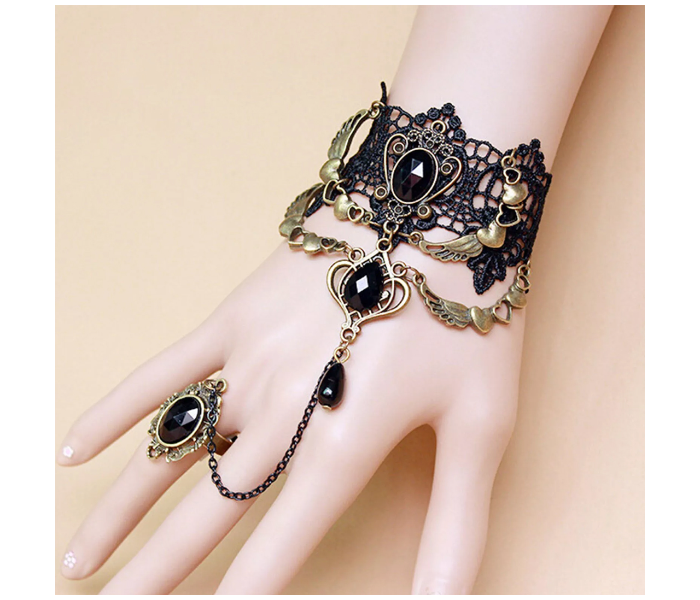 Angel Wings Lace Bracelet for Girls - Black - Zoom Image 3