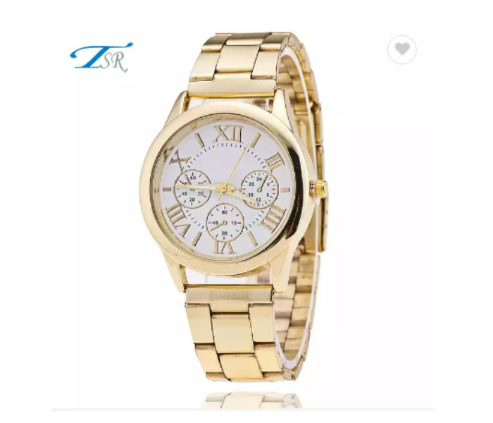 AKM Geneva Analogue Large Dial Watch - Gold  - Zoom Image 1