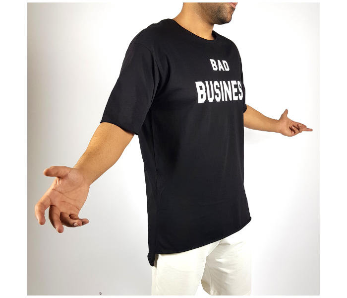 Short Sleeves Bad Business Printed Long XL T-Shirt For Men - Black - Zoom Image 2